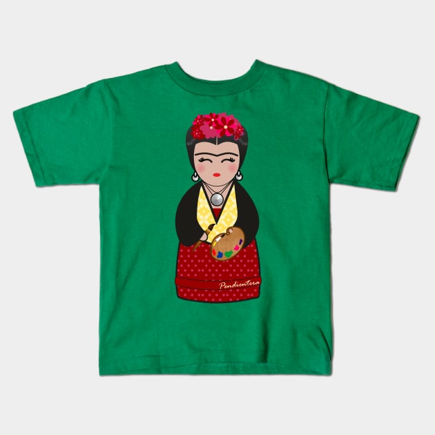 Kokeshi Frida Kids T-Shirt by Pendientera